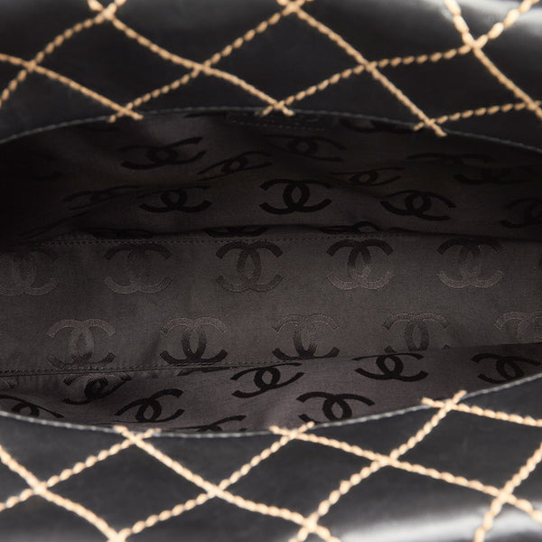 シャネル ワイルドステッチ ハンドバッグ トートバッグ ブラック レザー レディース CHANEL 【中古】