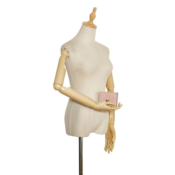 グッチ グッチシマ キャット 猫 二つ折り財布 548057 ピンク レザー レディース GUCCI 【中古】