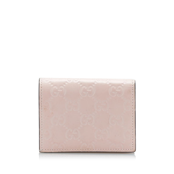 グッチ グッチシマ キャット 猫 二つ折り財布 548057 ピンク レザー レディース GUCCI 【中古】