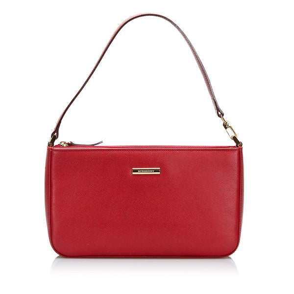 バーバリー ノバチェック ハンドバッグ レッド レザー レディース BURBERRY 【中古】