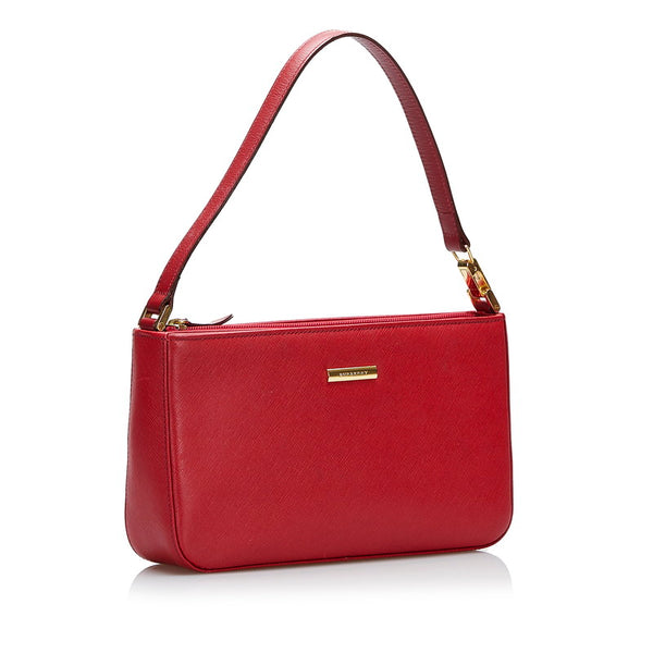 バーバリー ノバチェック ハンドバッグ レッド レザー レディース BURBERRY 【中古】