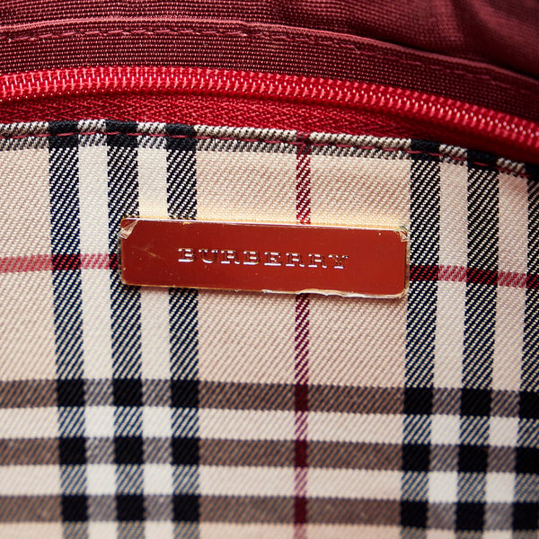 バーバリー ノバチェック ハンドバッグ レッド レザー レディース BURBERRY 【中古】