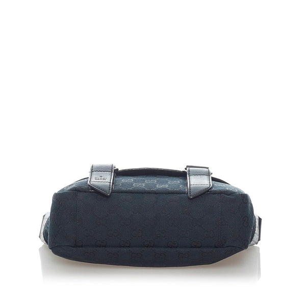 グッチ GGキャンバス 斜め掛け ショルダーバッグ 145848 ブラック レザー キャンバス レディース GUCCI 【中古】