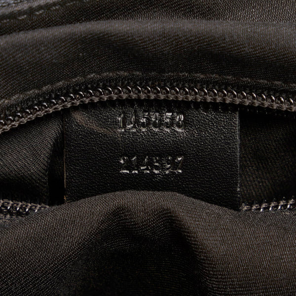 グッチ GGキャンバス 斜め掛け ショルダーバッグ 145848 ブラック レザー キャンバス レディース GUCCI 【中古】