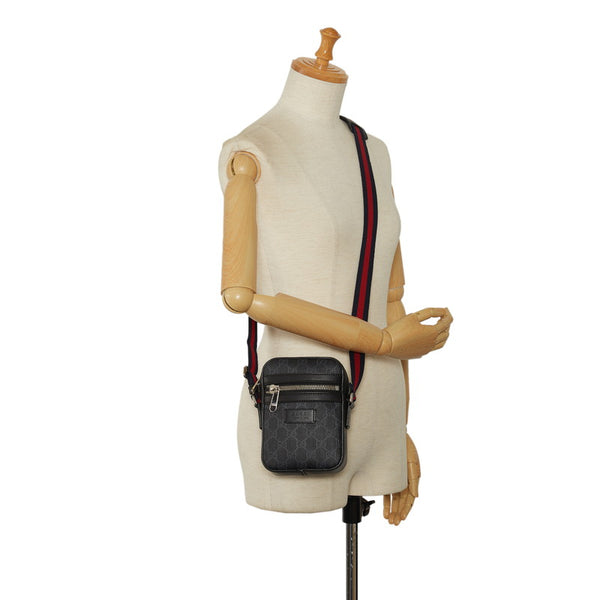 グッチ GGスプリーム シェリーライン 斜め掛け ショルダーバッグ 598103 ブラック PVC レザー レディース GUCCI 【中古】