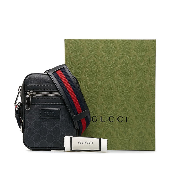 グッチ GGスプリーム シェリーライン 斜め掛け ショルダーバッグ 598103 ブラック PVC レザー レディース GUCCI 【中古】