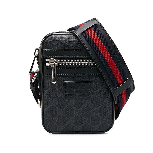 グッチ GGスプリーム シェリーライン 斜め掛け ショルダーバッグ 598103 ブラック PVC レザー レディース GUCCI 【中古】