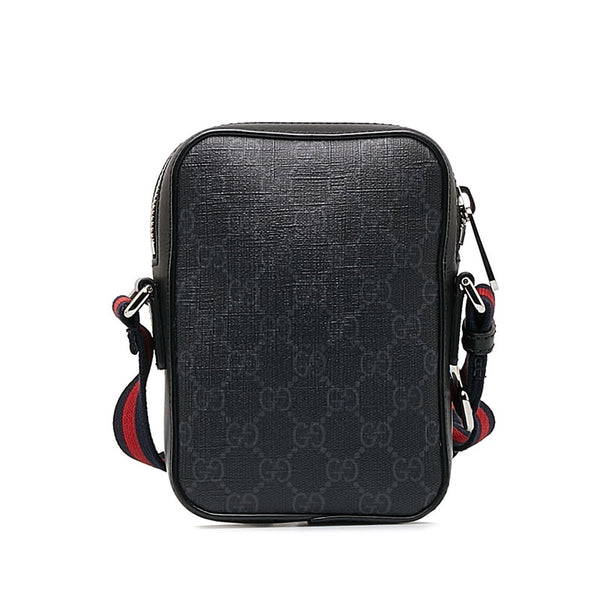 グッチ GGスプリーム シェリーライン 斜め掛け ショルダーバッグ 598103 ブラック PVC レザー レディース GUCCI 【中古】