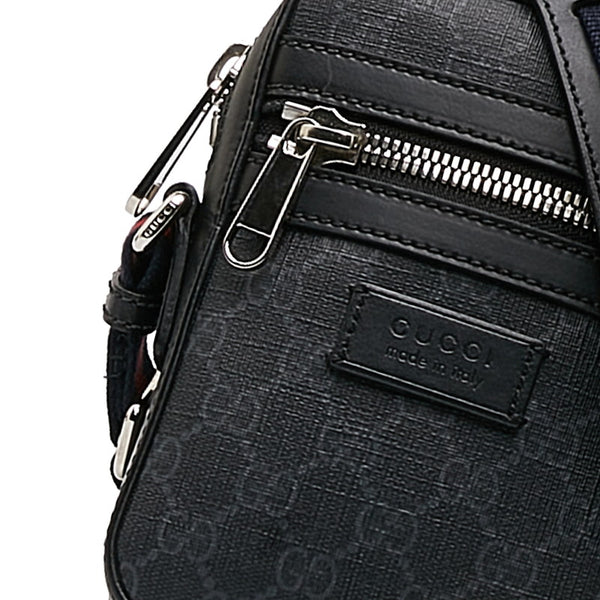 グッチ GGスプリーム シェリーライン 斜め掛け ショルダーバッグ 598103 ブラック PVC レザー レディース GUCCI 【中古】