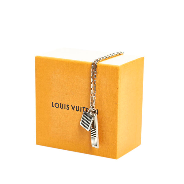 ルイ ヴィトン ダミエ コリエ ダミエカラーズ ネックレス M62490 シルバー ブラック メッキ エナメル レディース LOUIS VUITTON 【中古】
