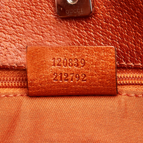 グッチ GGキャンバス トートバッグ 120839 ベージュ ブラウン キャンバス レザー レディース GUCCI 【中古】