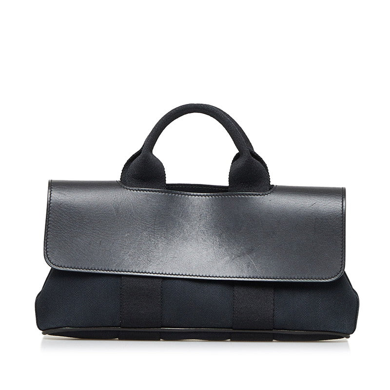 エルメス ヴァルパライソPM ハンドバッグ トートバッグ ブラック キャンバス レザー レディース HERMES 【中古】
