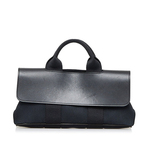 エルメス ヴァルパライソPM ハンドバッグ トートバッグ ブラック キャンバス レザー レディース HERMES 【中古】