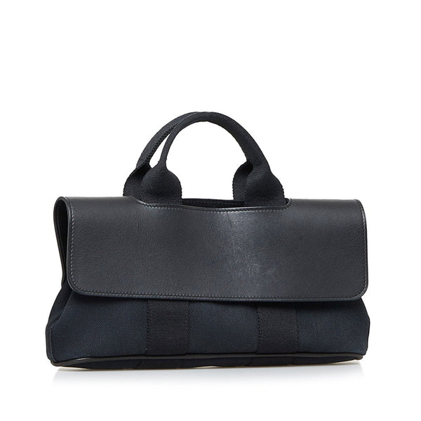 エルメス ヴァルパライソPM ハンドバッグ トートバッグ ブラック キャンバス レザー レディース HERMES 【中古】