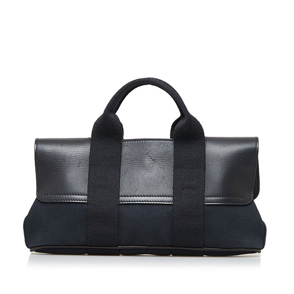 エルメス ヴァルパライソPM ハンドバッグ トートバッグ ブラック キャンバス レザー レディース HERMES 【中古】