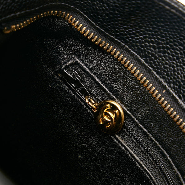 シャネル マトラッセ 復刻トート ココマーク トートバッグ ブラック ゴールド キャビアスキン レディース CHANEL 【中古】
