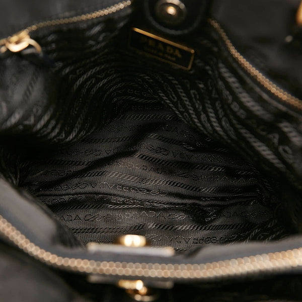 プラダ ハンドバッグ ブラック ナイロン レザー レディース PRADA 【中古】