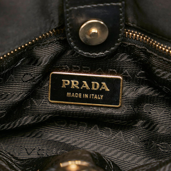 プラダ ハンドバッグ ブラック ナイロン レザー レディース PRADA 【中古】