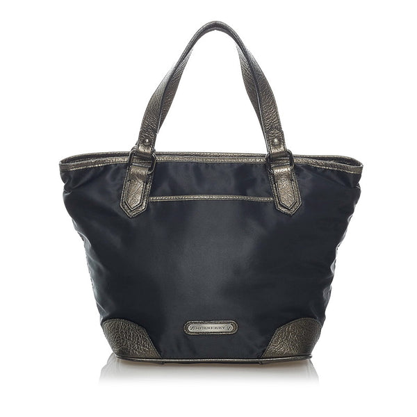 バーバリー ハンドバッグ ブラック ナイロン レザー レディース BURBERRY 【中古】