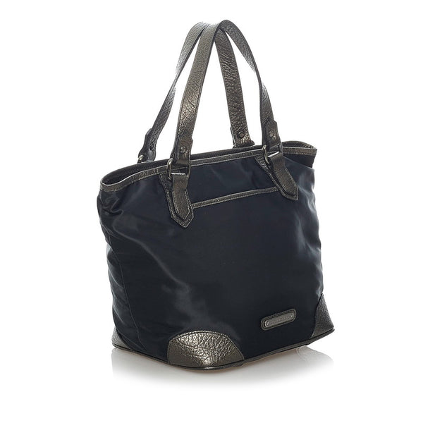 バーバリー ハンドバッグ ブラック ナイロン レザー レディース BURBERRY 【中古】