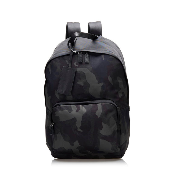 プラダ カモフラージュ カモフラ 迷彩 リュック バックパック VZ0066 FUMO カーキ ブラック ナイロン レザー メンズ PRADA 【中古】