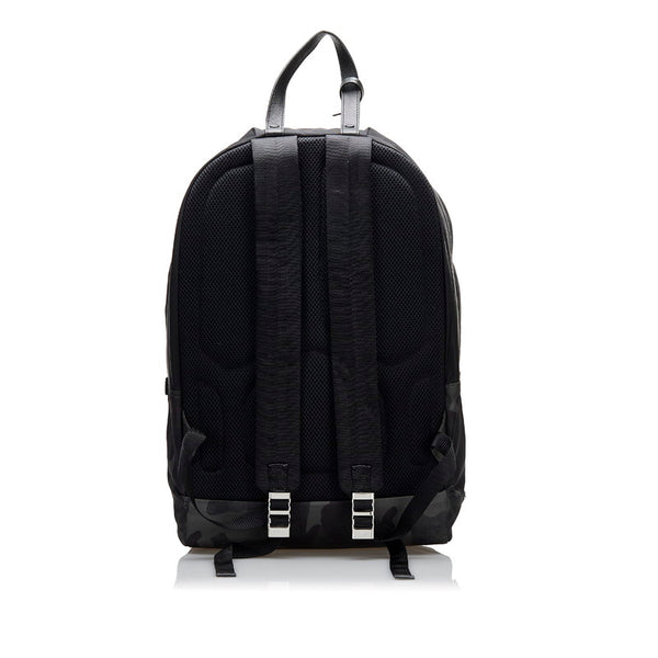 プラダ カモフラージュ カモフラ 迷彩 リュック バックパック VZ0066 FUMO カーキ ブラック ナイロン レザー メンズ PRADA 【中古】