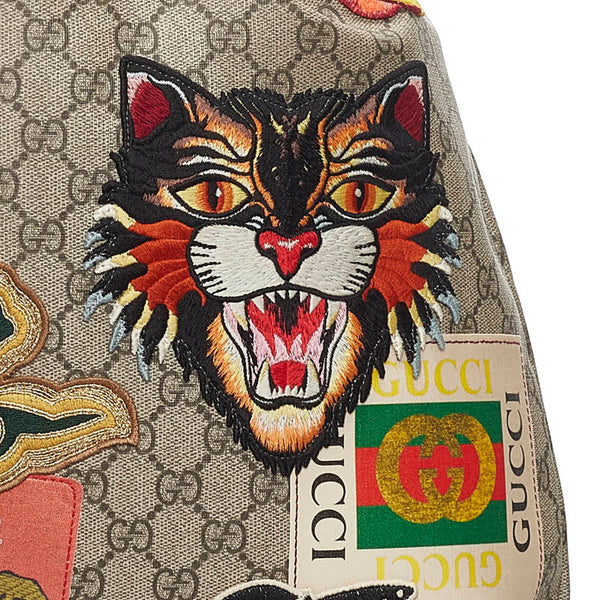 グッチ GGスプリーム クーリエ リュック バックパック 473872 ブラウン PVC レザー メンズ GUCCI 【中古】