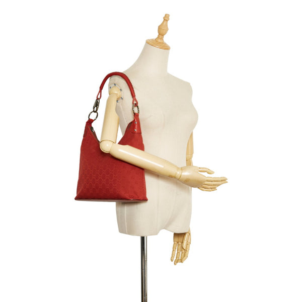 グッチ GGキャンバス ショルダーバッグ ハンドバッグ 115003 レッド キャンバス レザー レディース GUCCI 【中古】