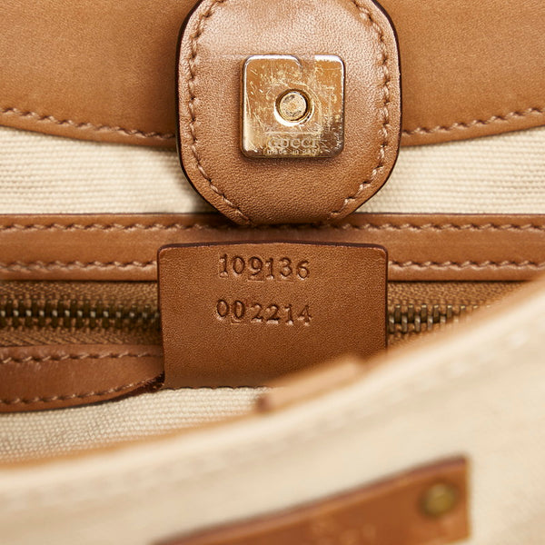 グッチ バンブー ハンドバッグ 109136 ベージュ ブラウン キャンバス レザー  GUCCI 【中古】
