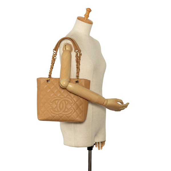 シャネル PST ココマーク チェーン ハンドバッグ ベージュ キャビアスキン レディース CHANEL 【中古】