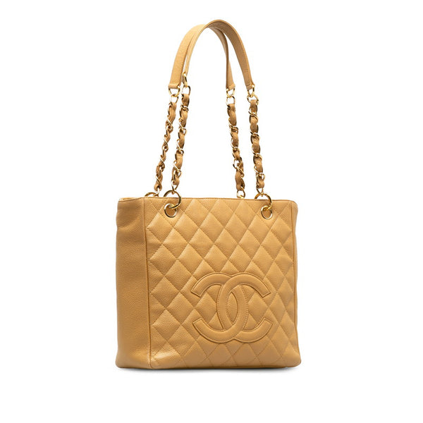 シャネル PST ココマーク チェーン ハンドバッグ ベージュ キャビアスキン レディース CHANEL 【中古】
