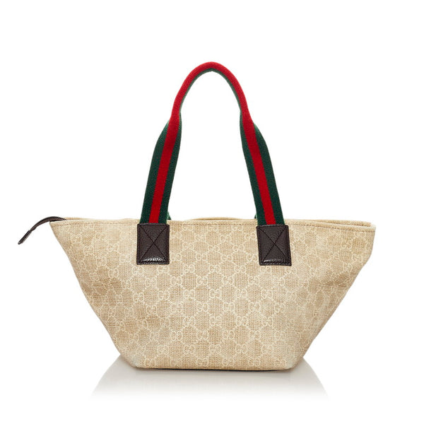 グッチ GGキャンバス シェリーライン ハンドバッグ ランチトート 374433 ベージュ キャンバス レディース GUCCI 【中古】