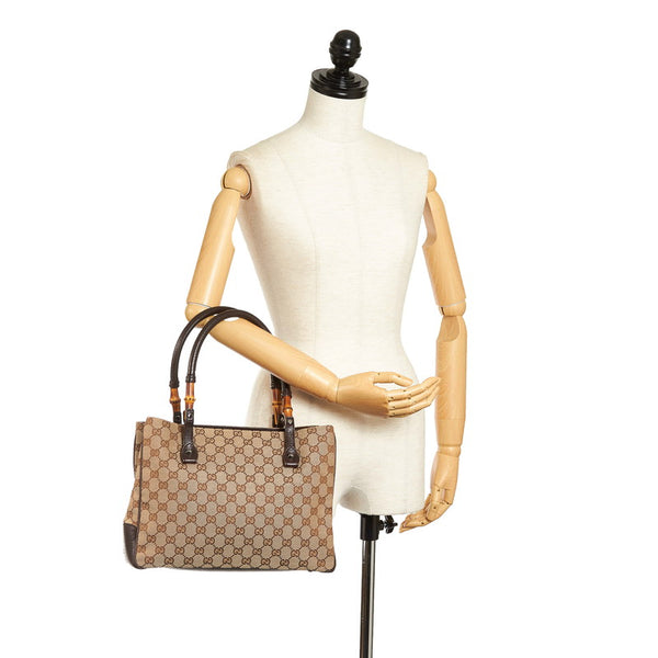 グッチ GGキャンバス ハンドバッグ 112526 ブラウン キャンバス レザー レディース GUCCI 【中古】