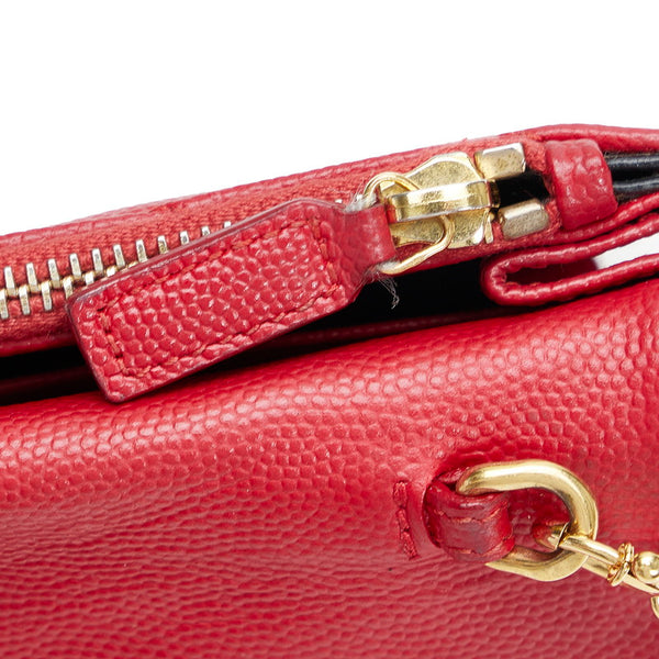 サンローラン YSL カサンドラ キルティング チェーンウォレット ショルダーバッグ 2WAY  GNC393953 レッド レザー レディース SAINT LAURENT 【中古】