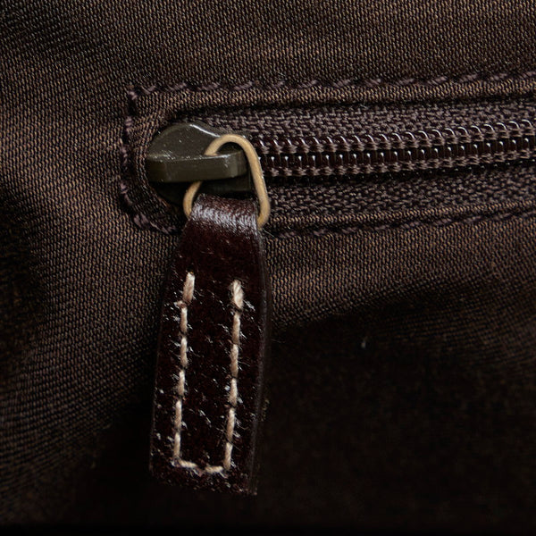 グッチ GGキャンバス シェリーライン プリンシー ハンドバッグ トートバッグ 177052 ベージュ ブラウン キャンバス レザー レディース GUCCI 【中古】