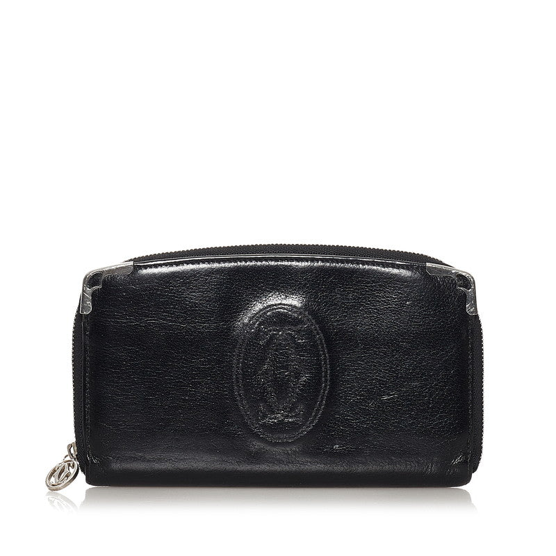 カルティエ 長財布 ブラック レザー レディース CARTIER 【中古】