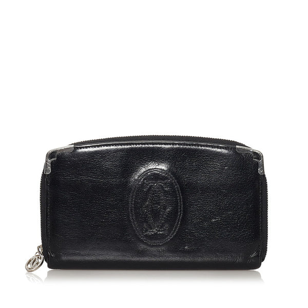 カルティエ 長財布 ブラック レザー レディース CARTIER 【中古】