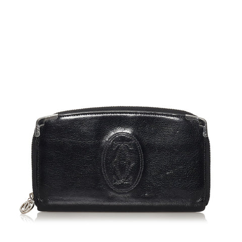 カルティエ 長財布 ブラック レザー レディース CARTIER 【中古】