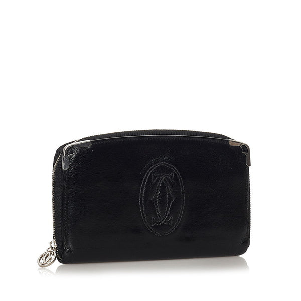 カルティエ 長財布 ブラック レザー レディース CARTIER 【中古】