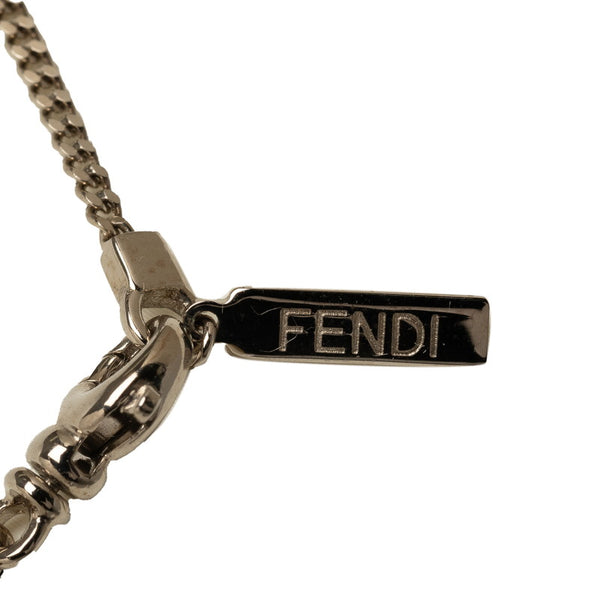 フェンディ オーロック FFモチーフ ネックレス ペンダント シルバー メタル プラチナメッキ メンズ FENDI 【中古】