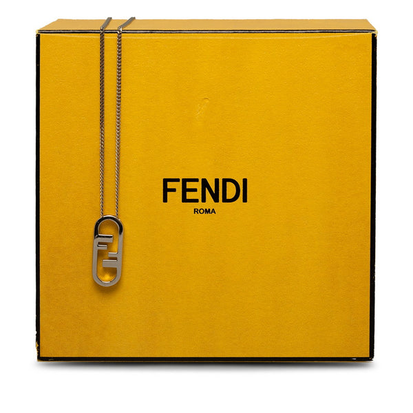 フェンディ オーロック FFモチーフ ネックレス ペンダント シルバー メタル プラチナメッキ メンズ FENDI 【中古】