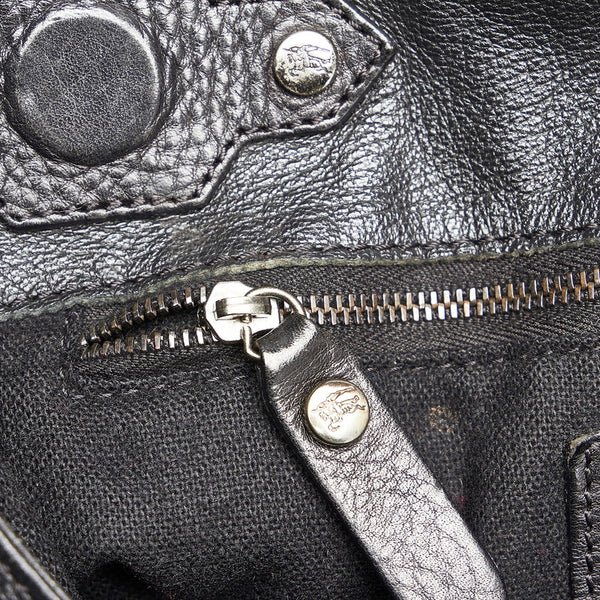 バーバリー ショルダーバッグ ブラック レザー レディース BURBERRY 【中古】