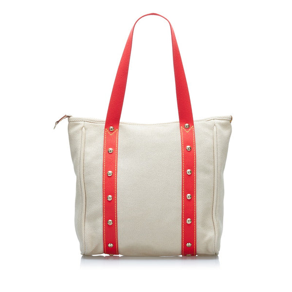 ルイ ヴィトン アンティグア カバMM トートバッグ ショルダーバッグ M40035 レッド ベージュ キャンバス レザー レディース LOUIS VUITTON 【中古】