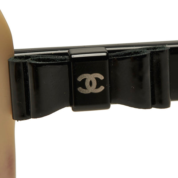 シャネル リボン 5280-Q-A ベージュ ブラック プラスチック サングラス レディース CHANEL 【中古】
