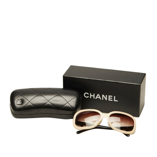 シャネル リボン 5280-Q-A ベージュ ブラック プラスチック サングラス レディース CHANEL 【中古】