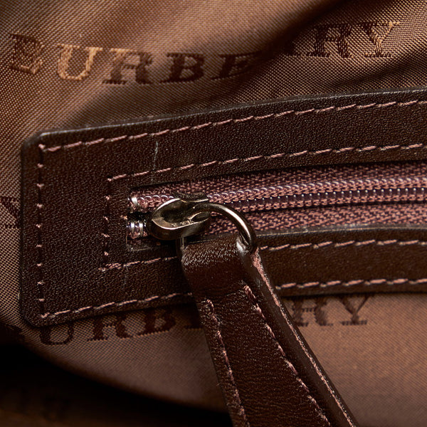 バーバリー ノバチェック ハンドバッグ ショルダーバッグ 2WAY ベージュ ブラウン キャンバス レザー レディース BURBERRY 【中古】