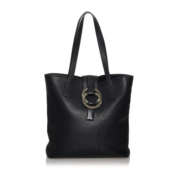 ブルガリ ブラック レザー トートバッグ メンズ BVLGARI 【中古】