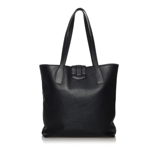 ブルガリ ブラック レザー トートバッグ メンズ BVLGARI 【中古】