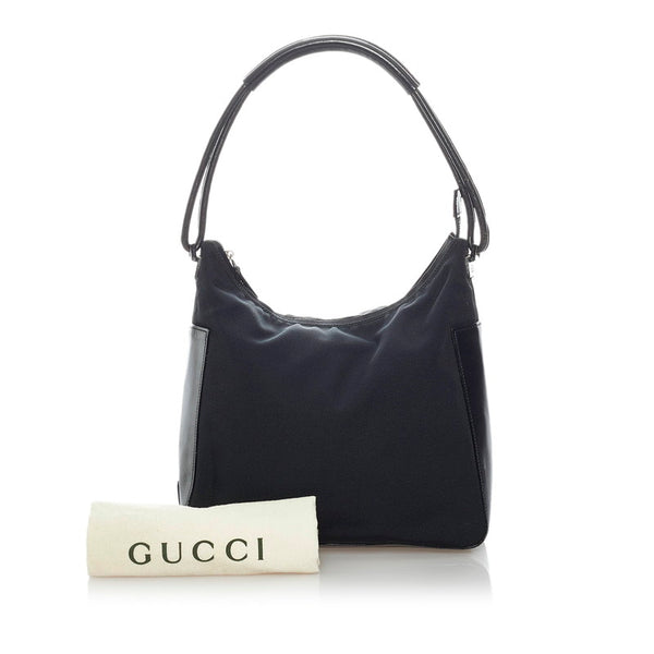 グッチ 001 3766 ブラック ナイロン レザー ワンショルダー レディース GUCCI 【中古】