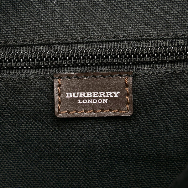 バーバリー チェック 斜め掛け ショルダーバッグ ダークブラウン PVC レザー レディース BURBERRY 【中古】